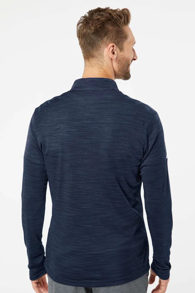 Adidas Hommes Sweat à Capuche 1/4 Zip Respirant - Bleu Marine Universitaire Mélangé
