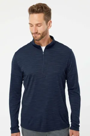 Adidas Hommes Sweat à Capuche 1/4 Zip Respirant - Bleu Marine Universitaire Mélangé