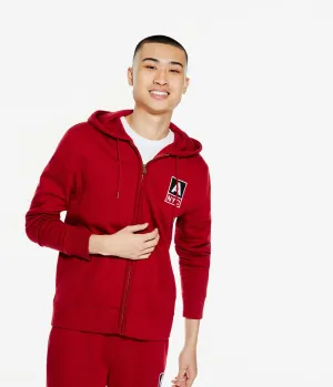 Aeropostale Hommes - Sweat à capuche Aeropostale NYC Heritage à fermeture éclair complète - Rouge Cerise - Taille XL - Coton - Mode et vêtements pour adolescents Rouge Cerise Aeropostale