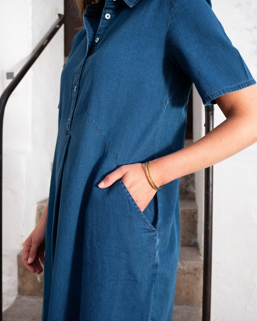 Robe chemise en coton pour femme Alexa | Denim texturé