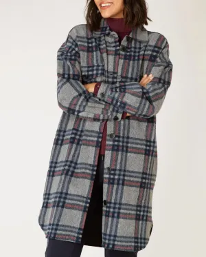 Ally Manteau Oversized en Laine Mélangée à Carreaux Gris Foncé/Multicolore