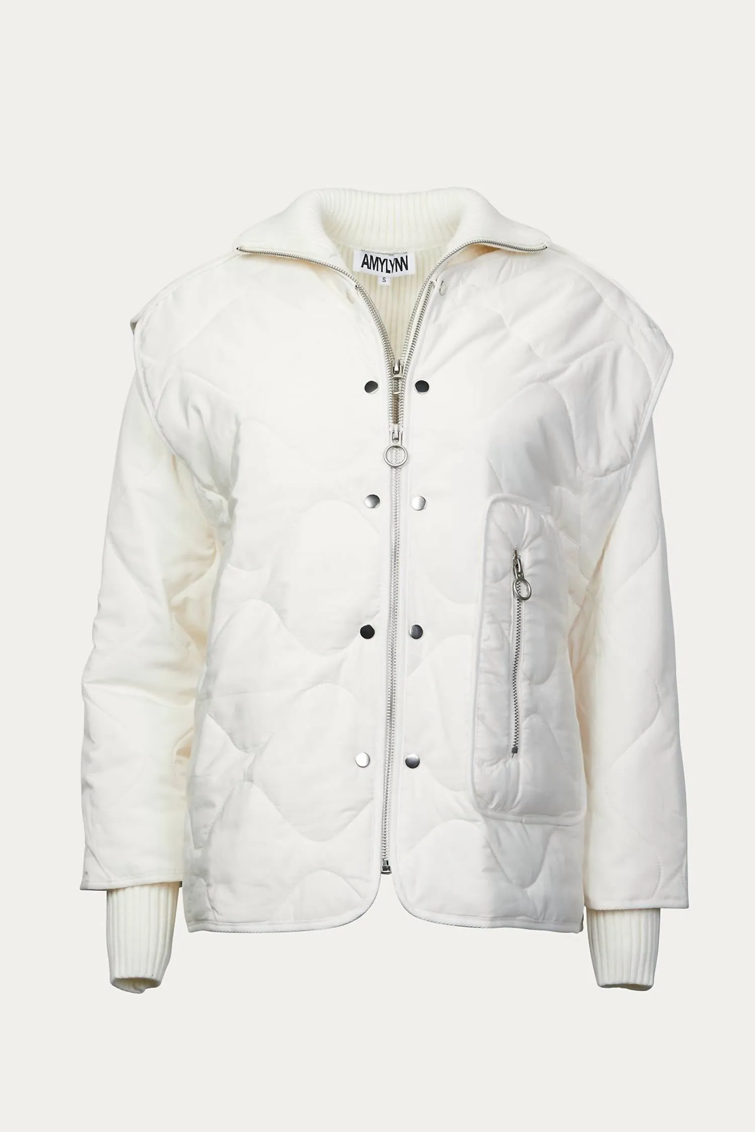 Veste Ash matelassée rembourrée avec coque amovible en blanc