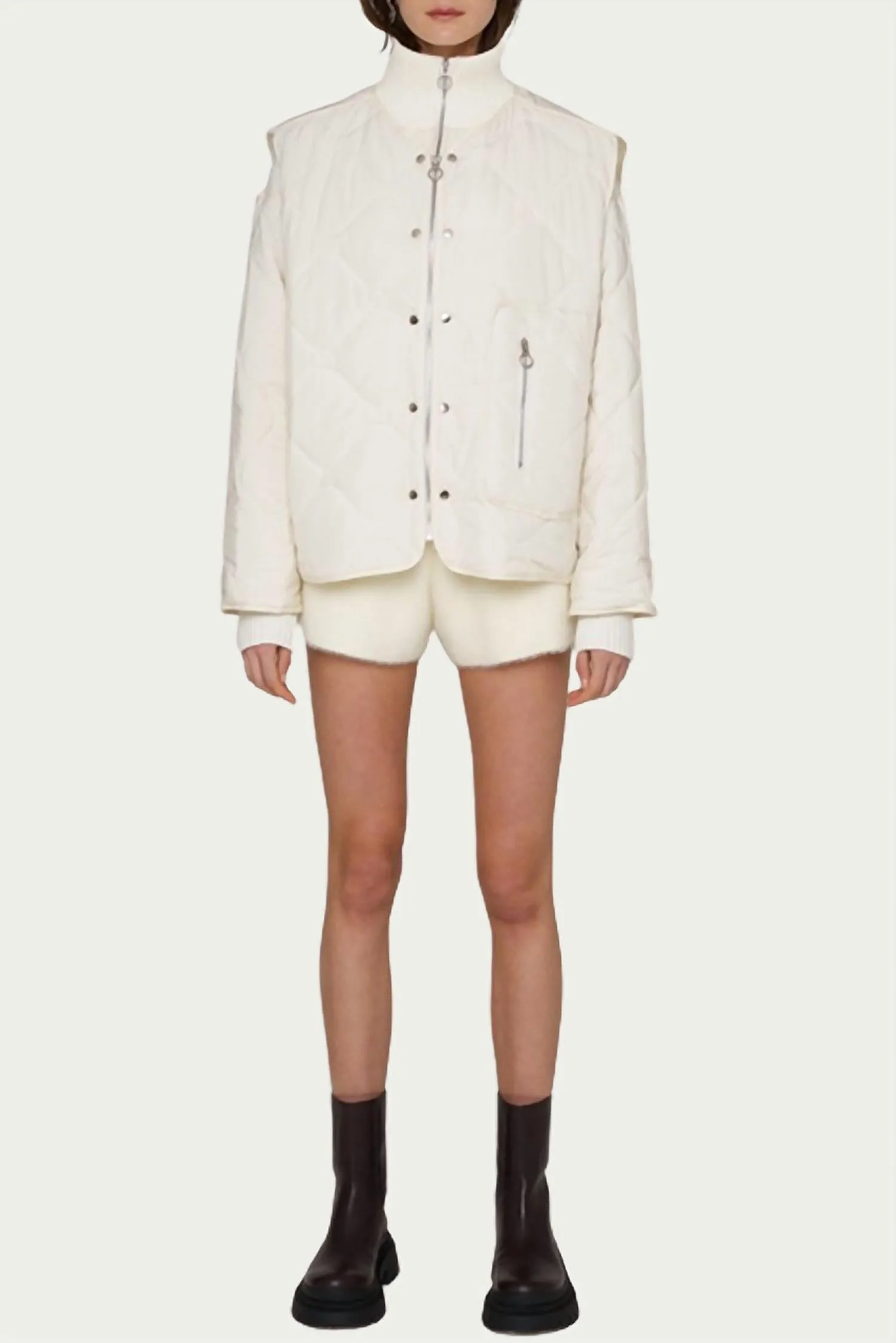 Veste Ash matelassée rembourrée avec coque amovible en blanc