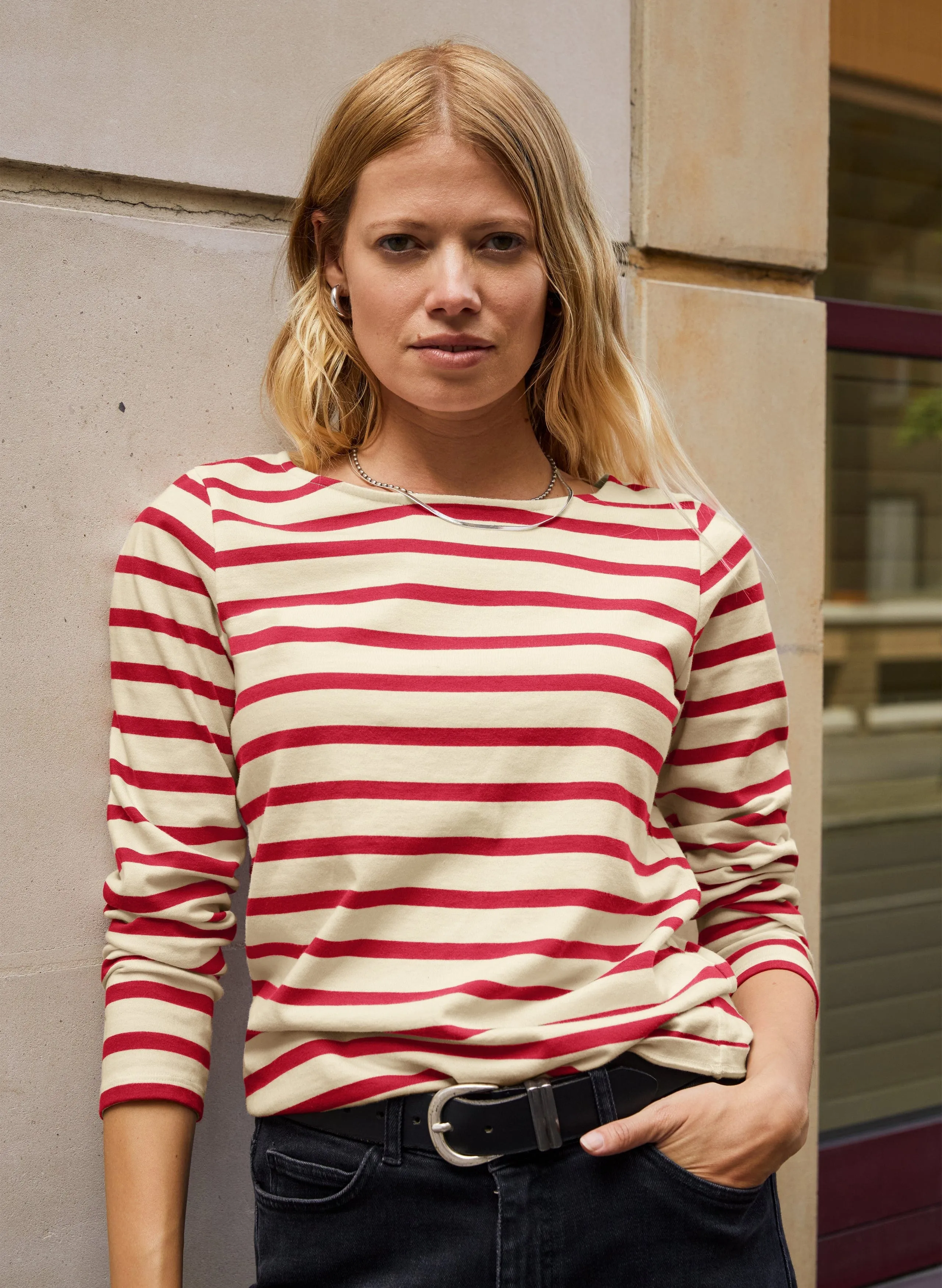 Ashley Haut en Coton Bio | Rayure Rouge