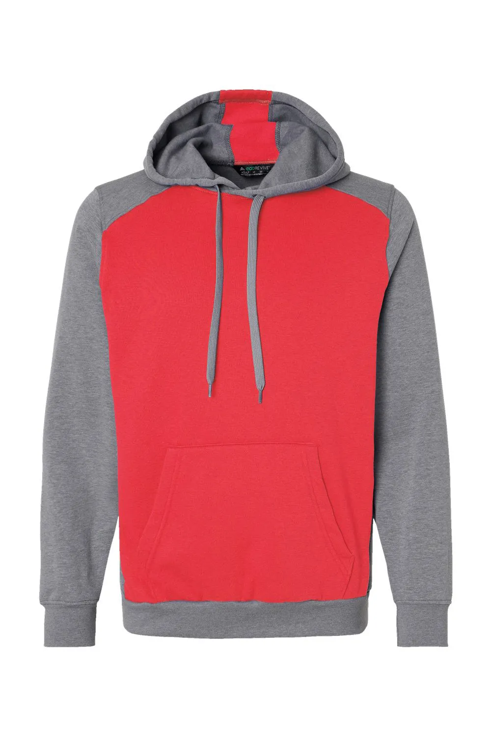 Augusta Sportswear Pull à capuche polaire pour homme Eco Revive 3 saisons avec poche kangourou - Rouge écarlate/Gris chiné