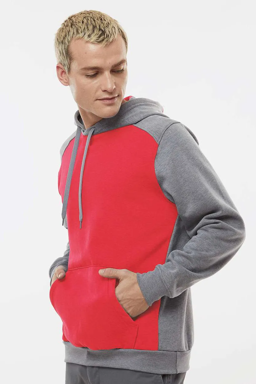 Augusta Sportswear Pull à capuche polaire pour homme Eco Revive 3 saisons avec poche kangourou - Rouge écarlate/Gris chiné