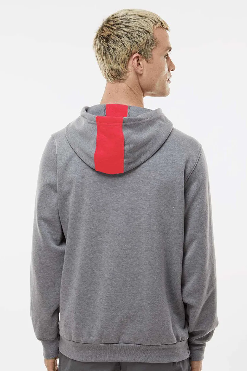 Augusta Sportswear Pull à capuche polaire pour homme Eco Revive 3 saisons avec poche kangourou - Rouge écarlate/Gris chiné