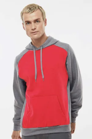 Augusta Sportswear Pull à capuche polaire pour homme Eco Revive 3 saisons avec poche kangourou - Rouge écarlate/Gris chiné
