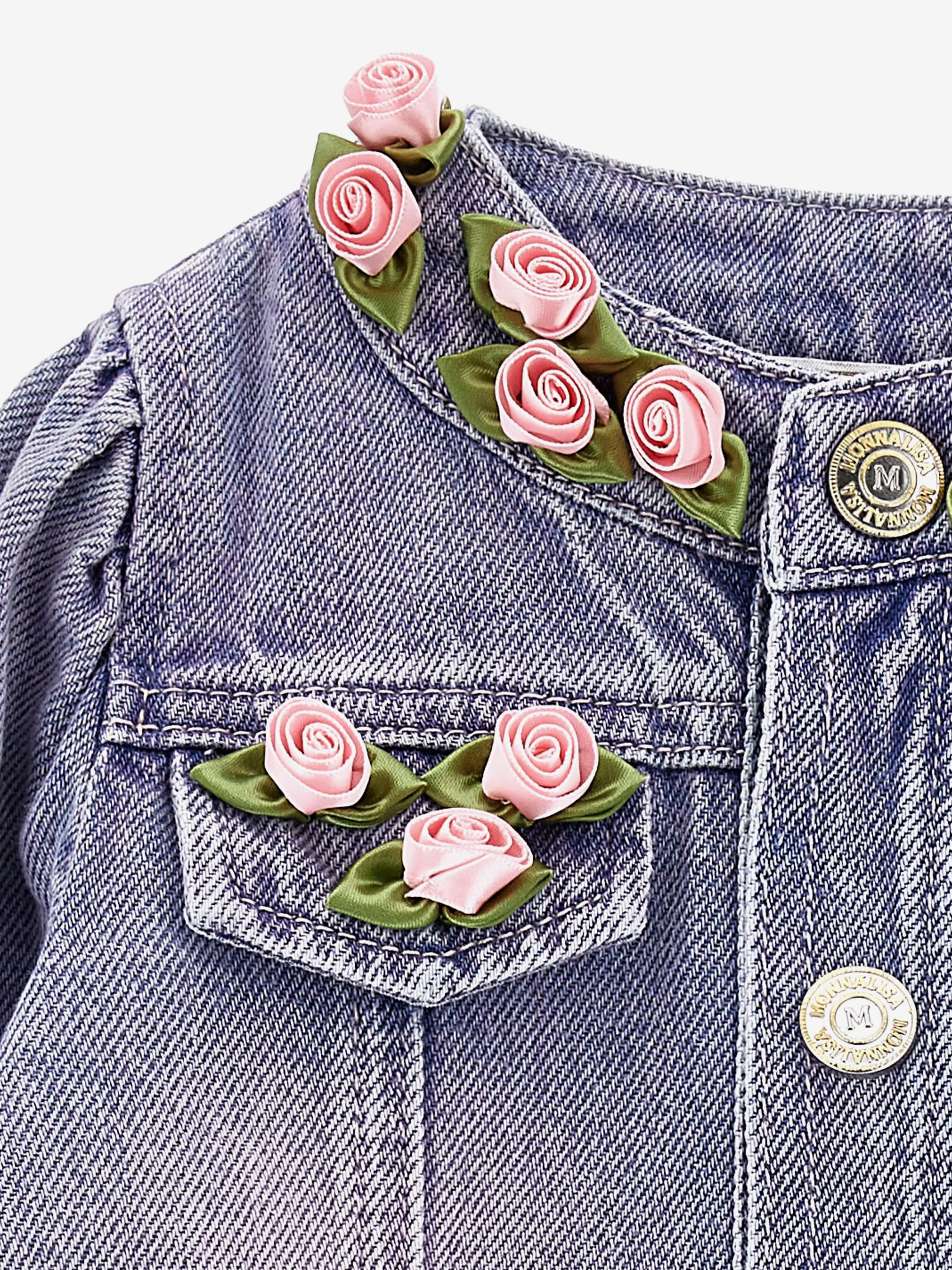 Veste en jean doublée polaire rose pour bébé fille en bleu