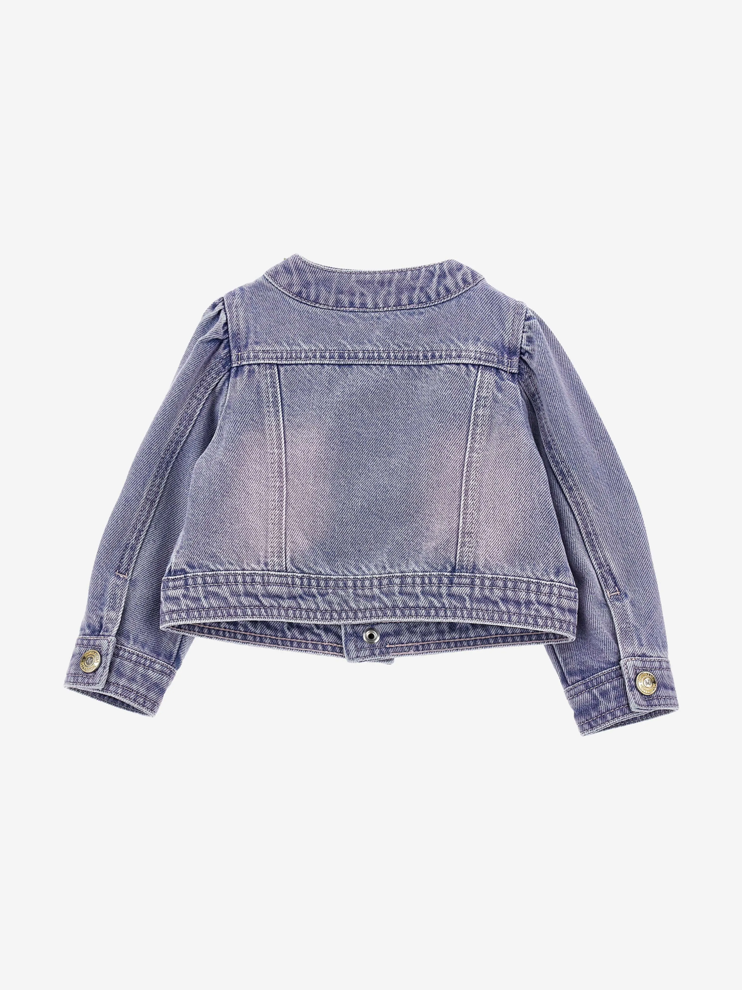 Veste en jean doublée polaire rose pour bébé fille en bleu