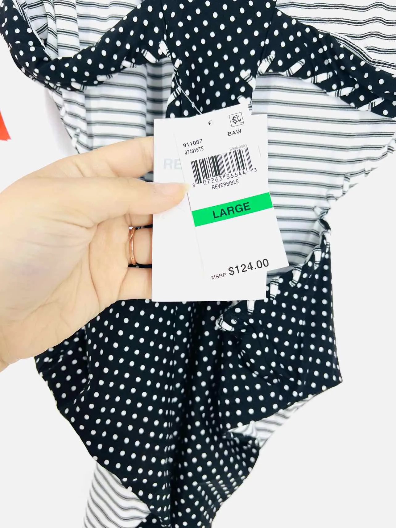 Becca Taille L Noir/Blanc à pois rayé NOUVEAU Maillot de bain