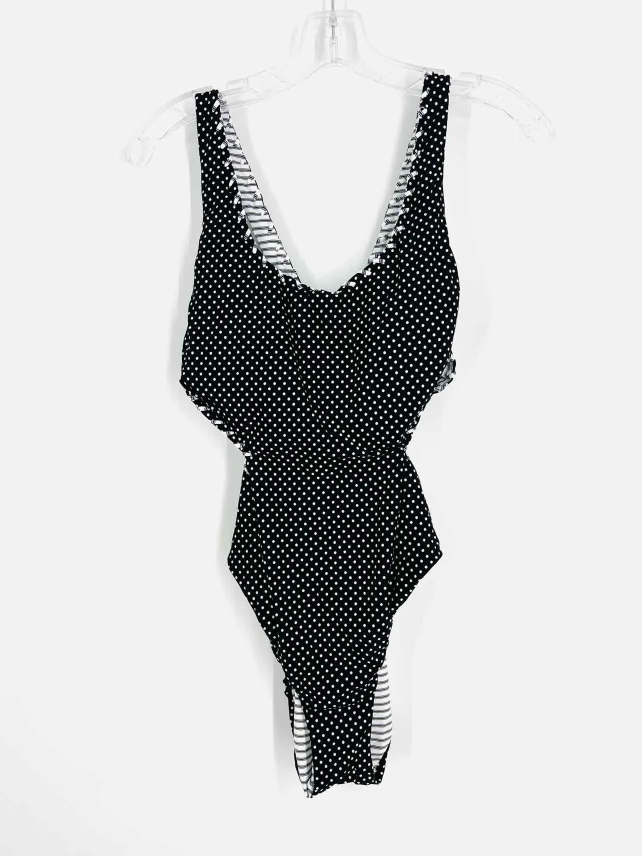 Becca Taille L Noir/Blanc à pois rayé NOUVEAU Maillot de bain