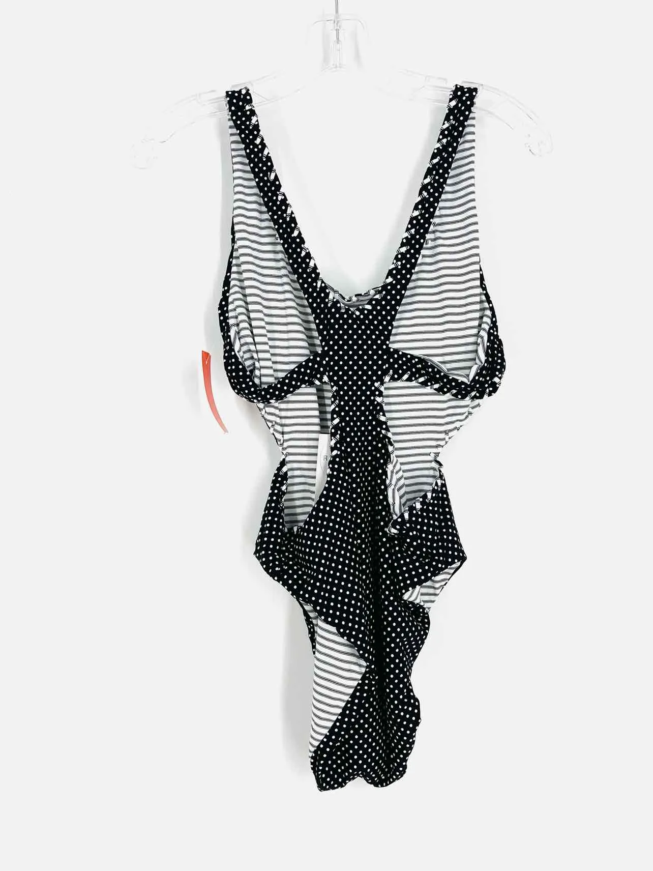 Becca Taille L Noir/Blanc à pois rayé NOUVEAU Maillot de bain