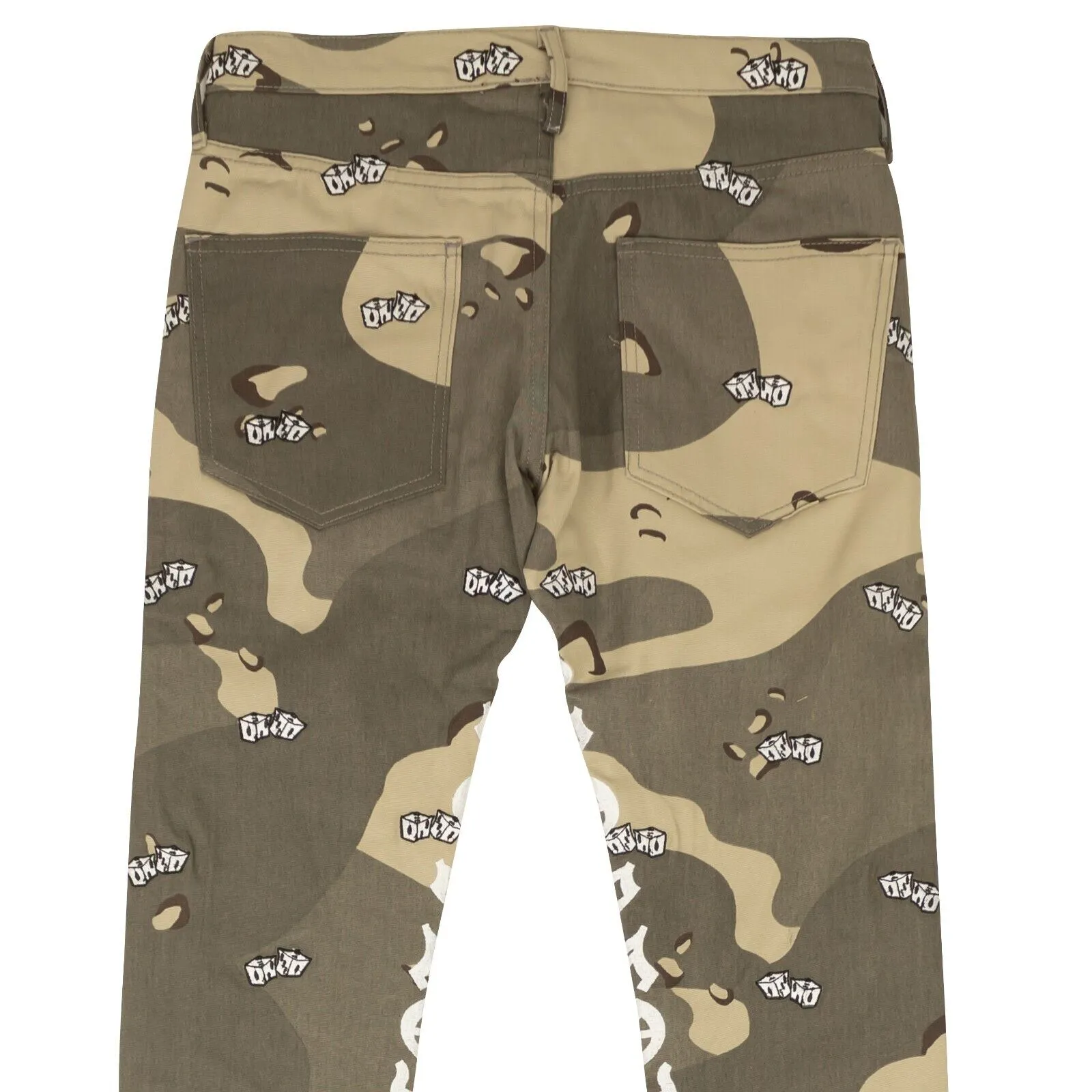 Jeans 5 poches camouflage désert beige vert