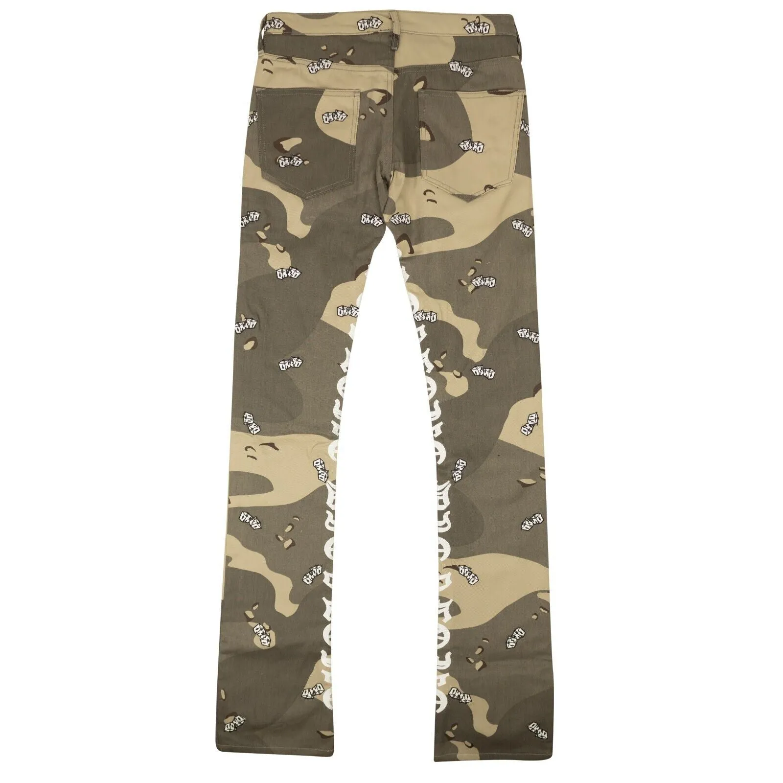 Jeans 5 poches camouflage désert beige vert