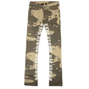 Jeans 5 poches camouflage désert beige vert