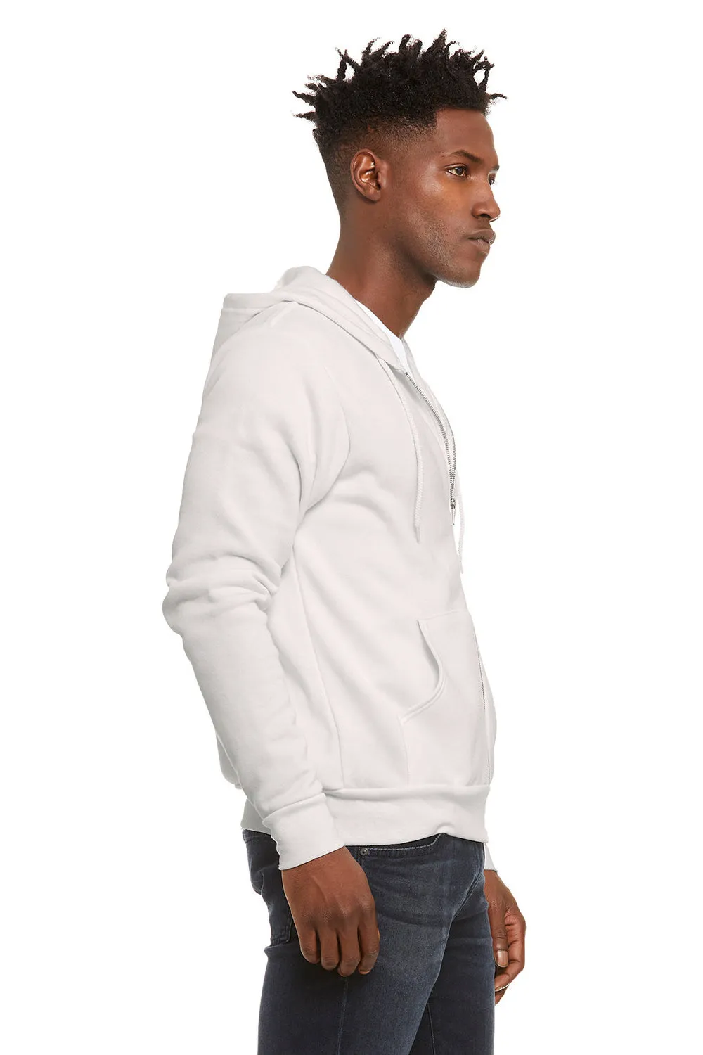 Bella   Canvas Sweat à capuche en polaire pour homme avec fermeture éclair complète et poches - Blanc vintage