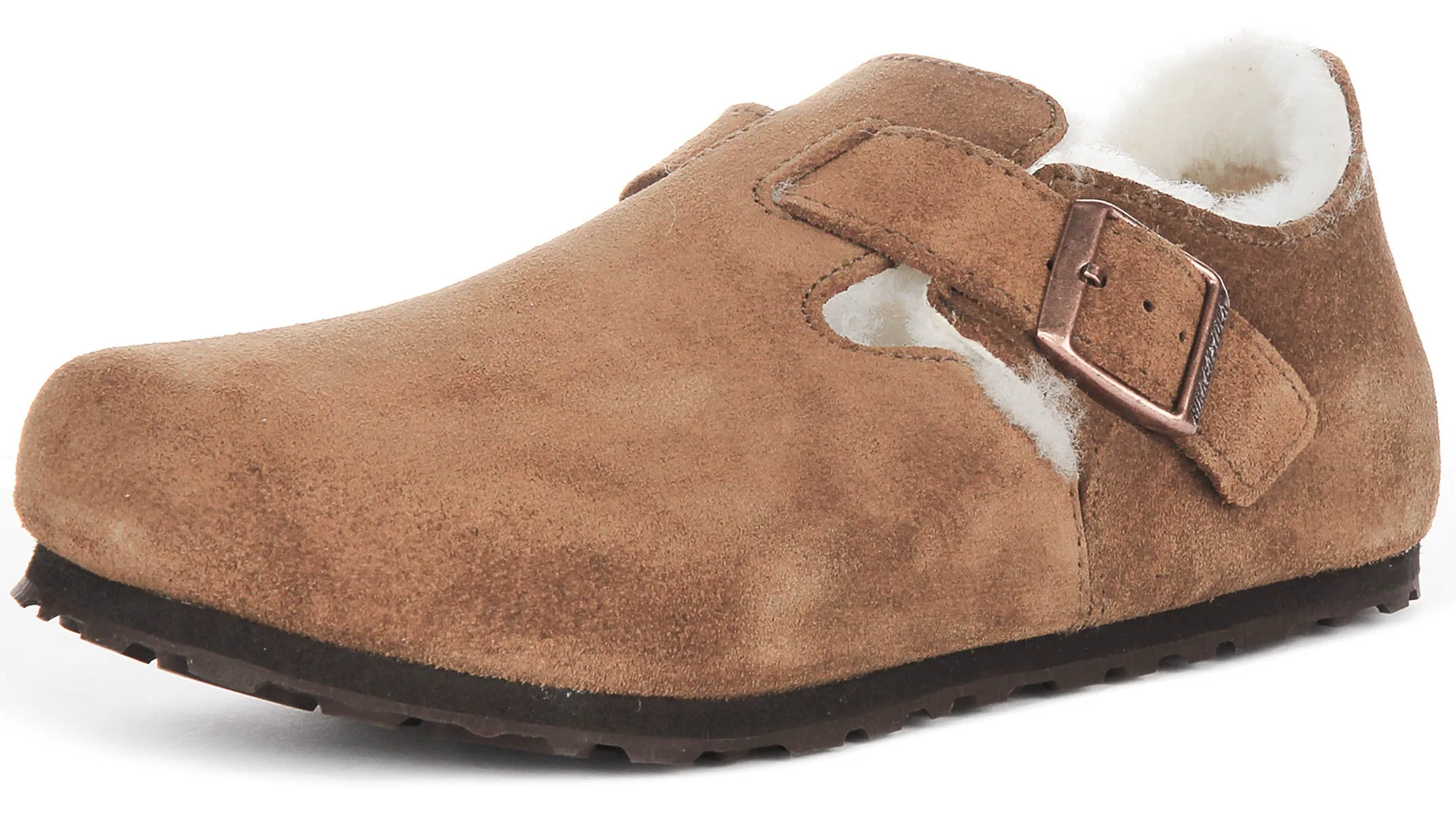 Birkenstock London Shearlin en daim marron | Chaussures à ajustement régulier Birkenstock