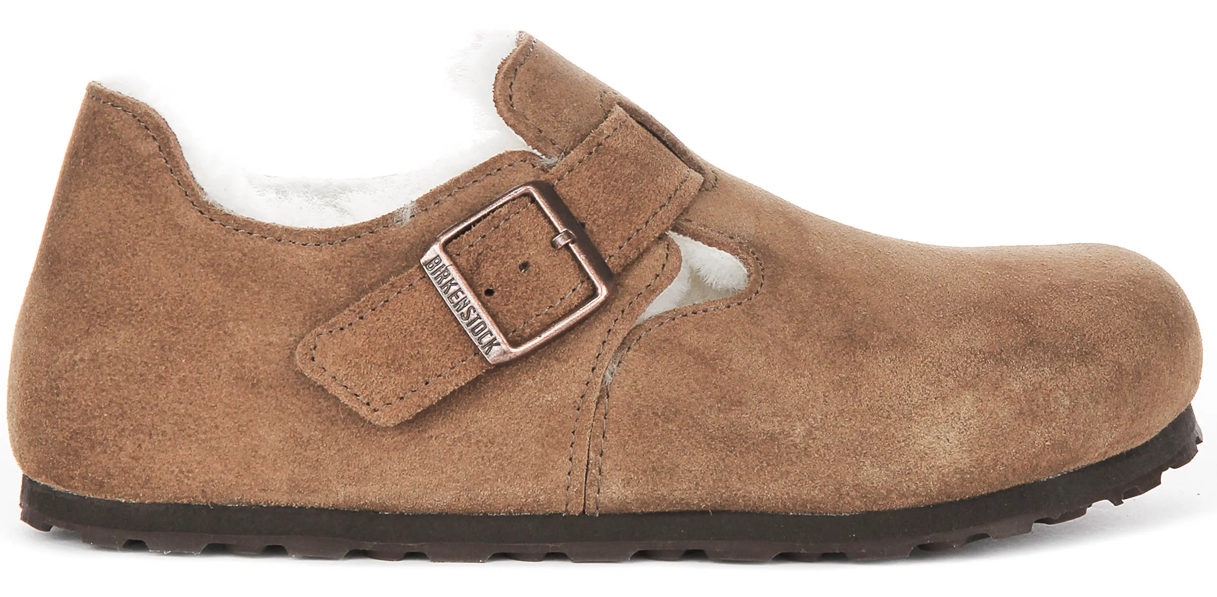 Birkenstock London Shearlin en daim marron | Chaussures à ajustement régulier Birkenstock