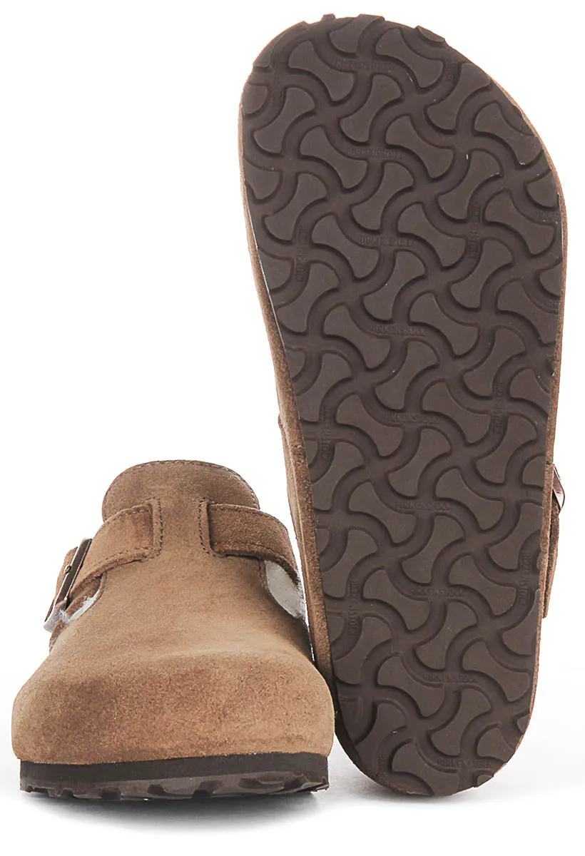Birkenstock London Shearlin en daim marron | Chaussures à ajustement régulier Birkenstock