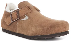 Birkenstock London Shearlin en daim marron | Chaussures à ajustement régulier Birkenstock