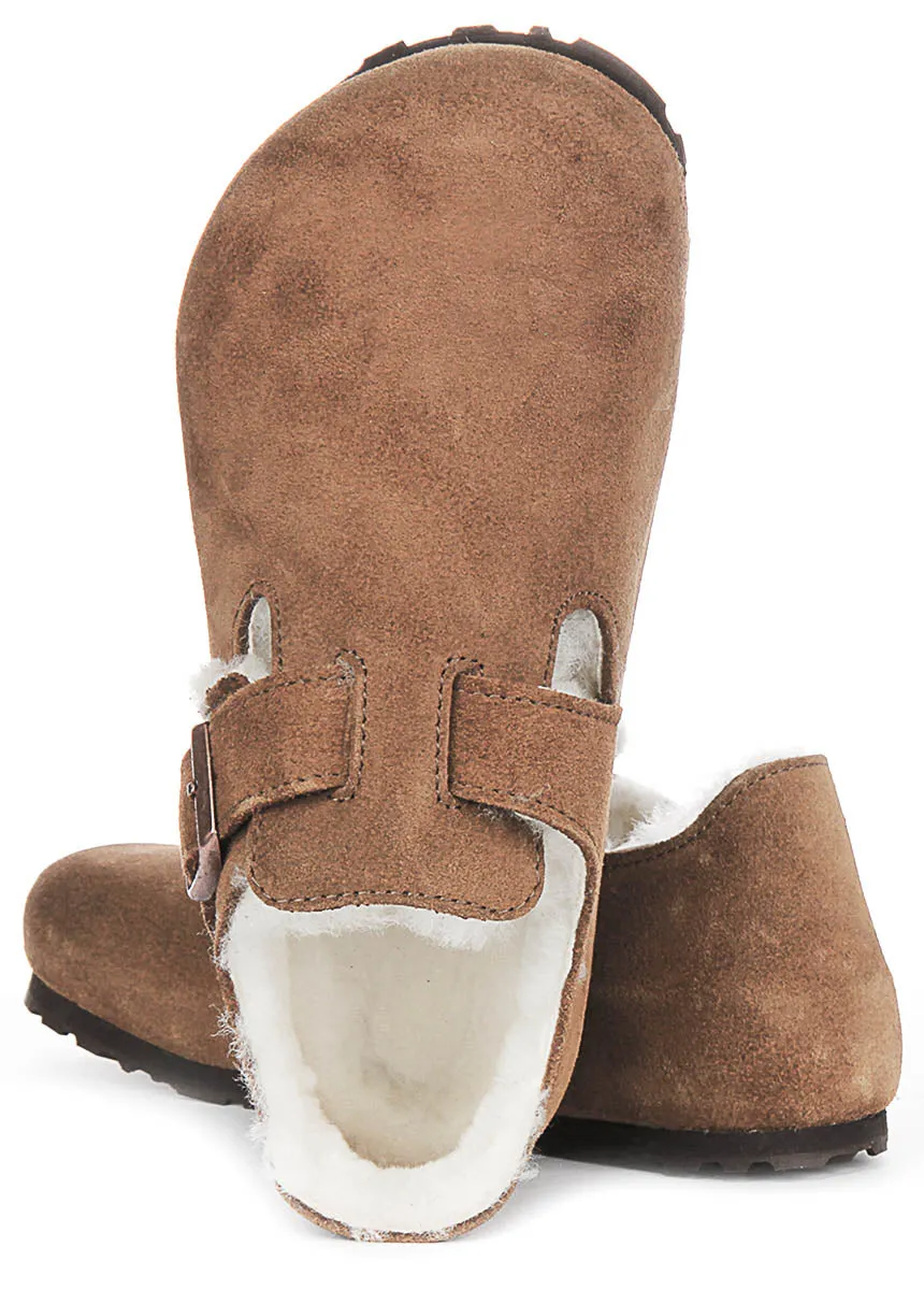 Birkenstock London Shearlin en daim marron | Chaussures à ajustement régulier Birkenstock