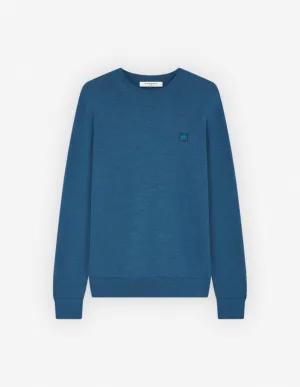 Pull régulier avec patch de tête de renard en gras Saphir