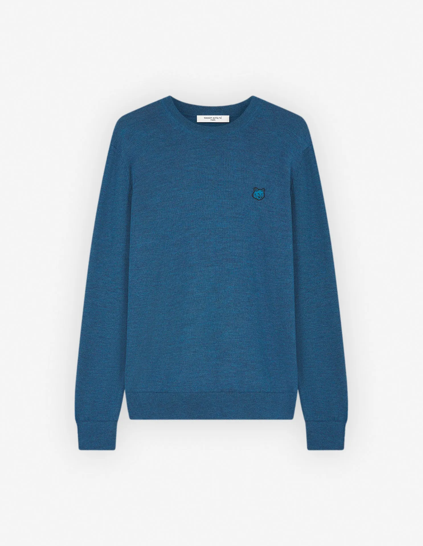 Pull régulier avec patch de tête de renard en gras Saphir