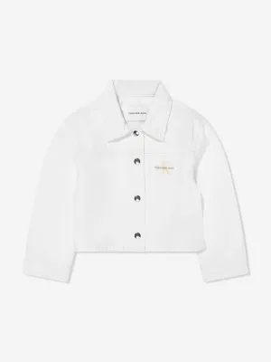 Veste en jean à boutons Calvin Klein pour filles en ivoire
