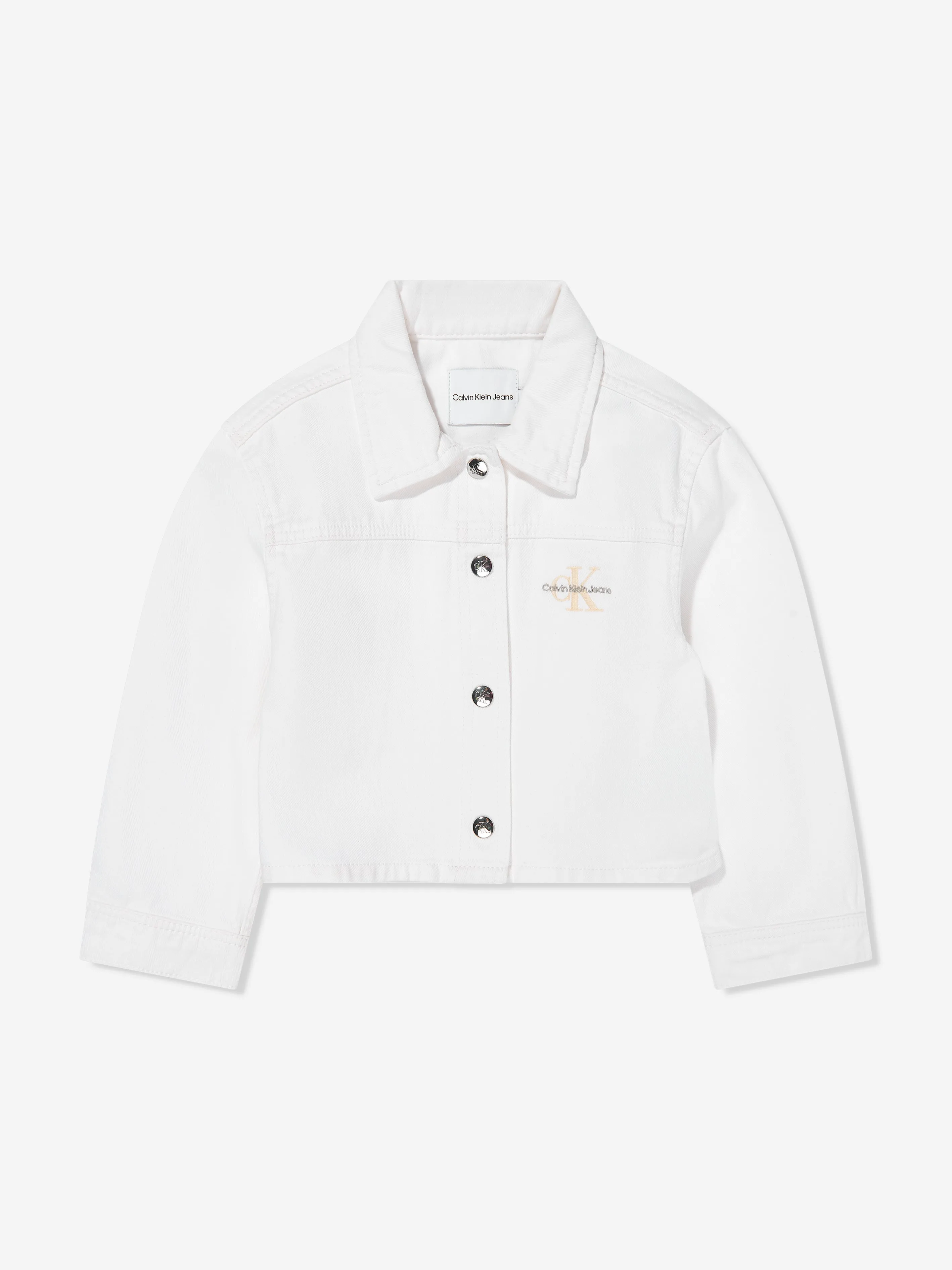 Veste en jean à boutons Calvin Klein pour filles en ivoire