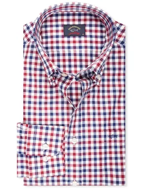 Chemise à carreaux bordeaux
