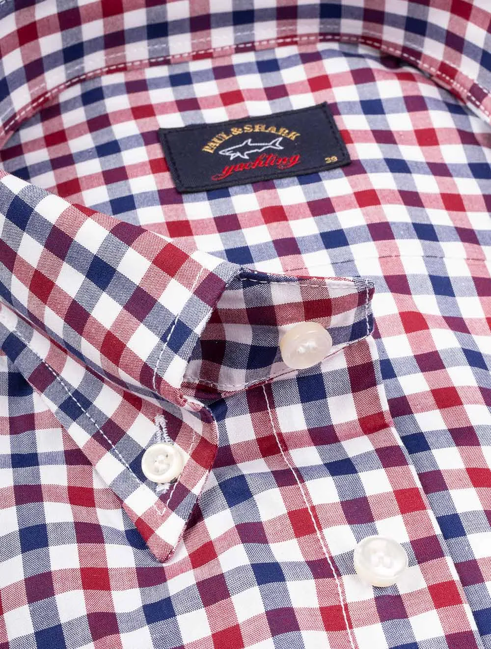 Chemise à carreaux bordeaux