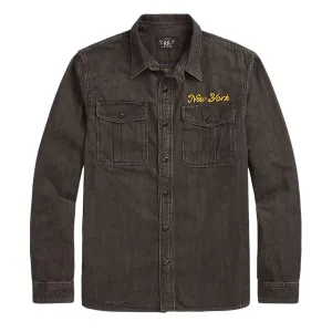 Vêtements RRL Par Ralph Lauren Hommes RRL Par Ralph Lauren Chemise de travail en denim brodé Lavé noir