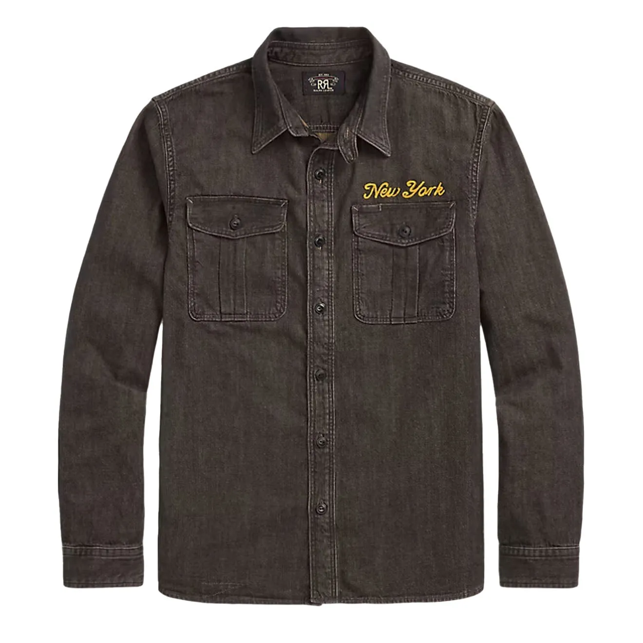 Vêtements RRL Par Ralph Lauren Hommes RRL Par Ralph Lauren Chemise de travail en denim brodé Lavé noir