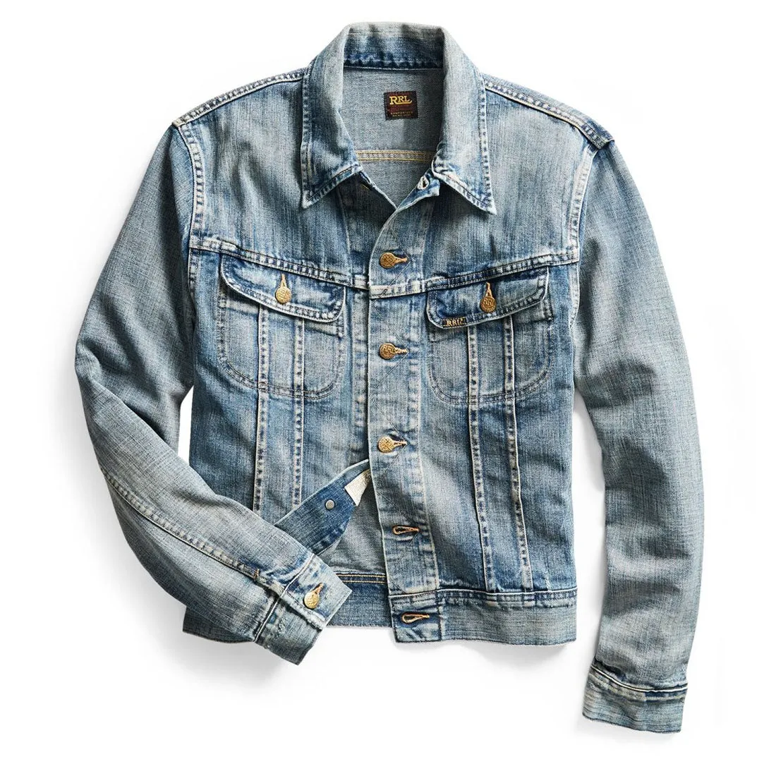 Vêtements RRL par Ralph Lauren Hommes RRL par Ralph Lauren Veste Trucker en Denim Indigo Leeland Lavage Leeland