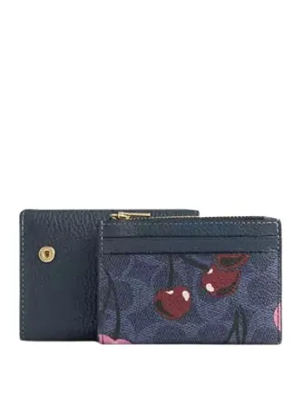 Porte-cartes Coach en toile signature avec imprimé cerise - Sacs Coach
