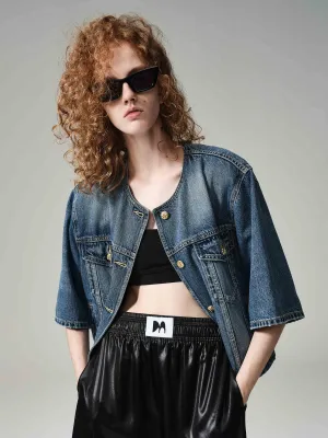 Veste en denim sans col