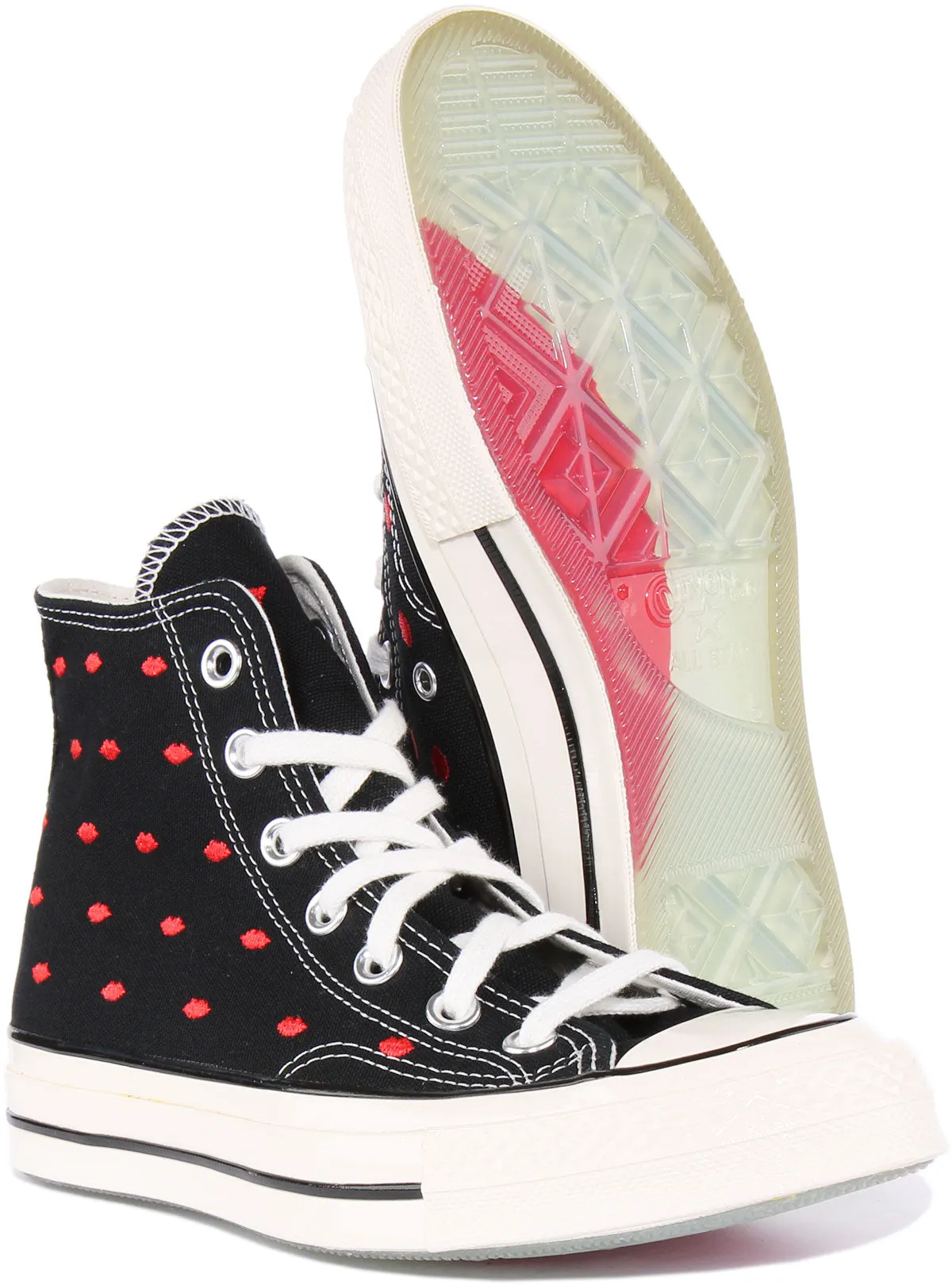 Converse Chuck 70 Lèvres A01600C En Noir Rouge Pour Femmes Chaussures Converse