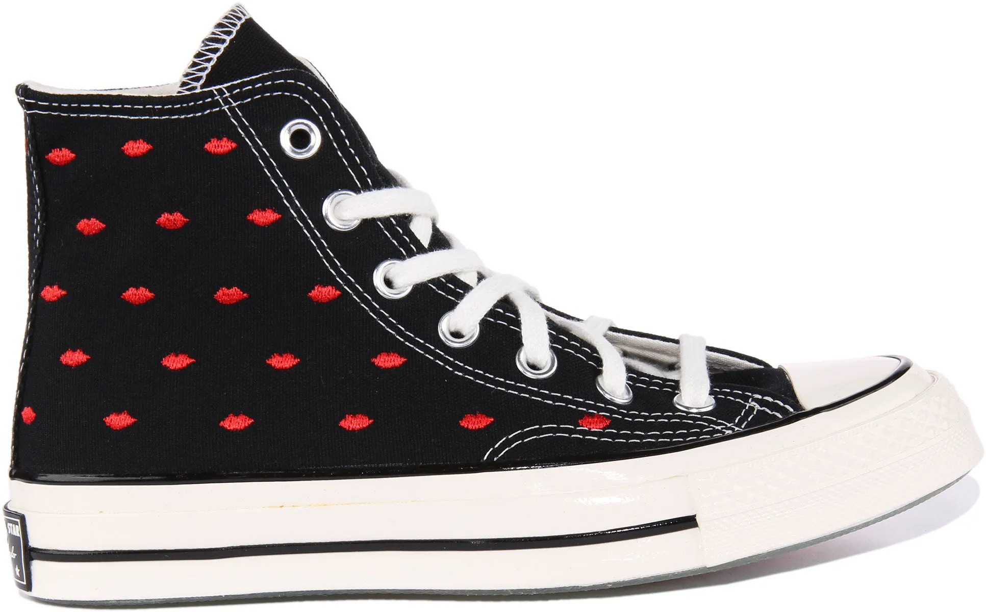 Converse Chuck 70 Lèvres A01600C En Noir Rouge Pour Femmes Chaussures Converse