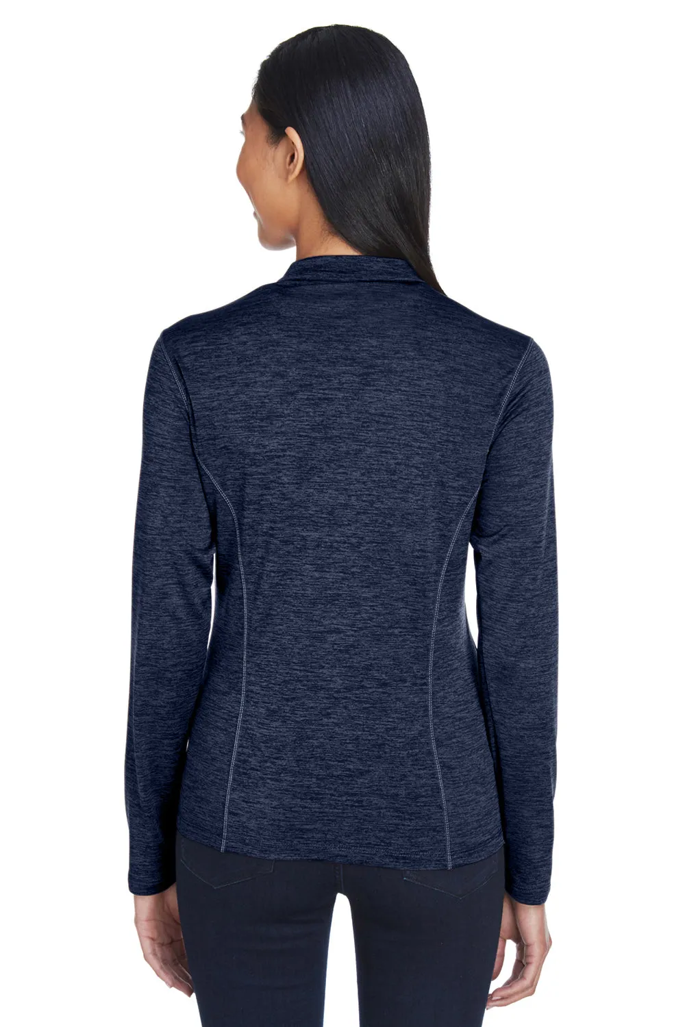 Pull à capuche 1/4 zip pour femmes Core 365 Kinetic Performance à évacuation de l'humidité - Bleu marine classique/Gris anthracite