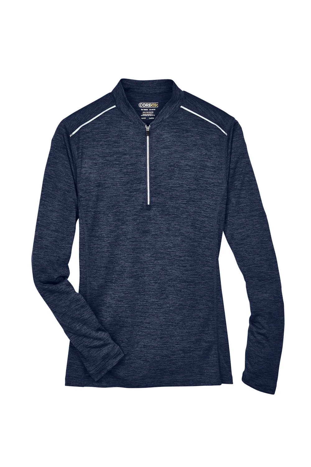 Pull à capuche 1/4 zip pour femmes Core 365 Kinetic Performance à évacuation de l'humidité - Bleu marine classique/Gris anthracite