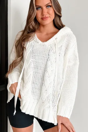 Création d'un nouveau pull à capuche en maille cable (Ivoire)