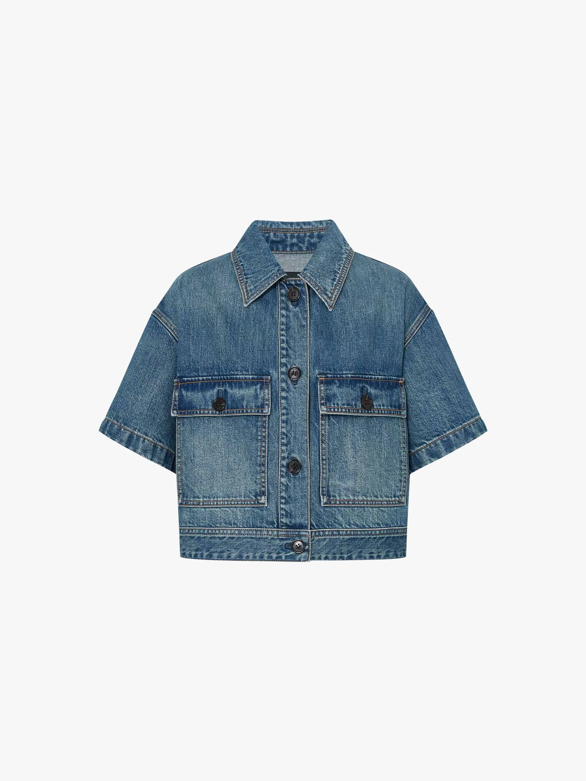 Veste en jean à poches coupées