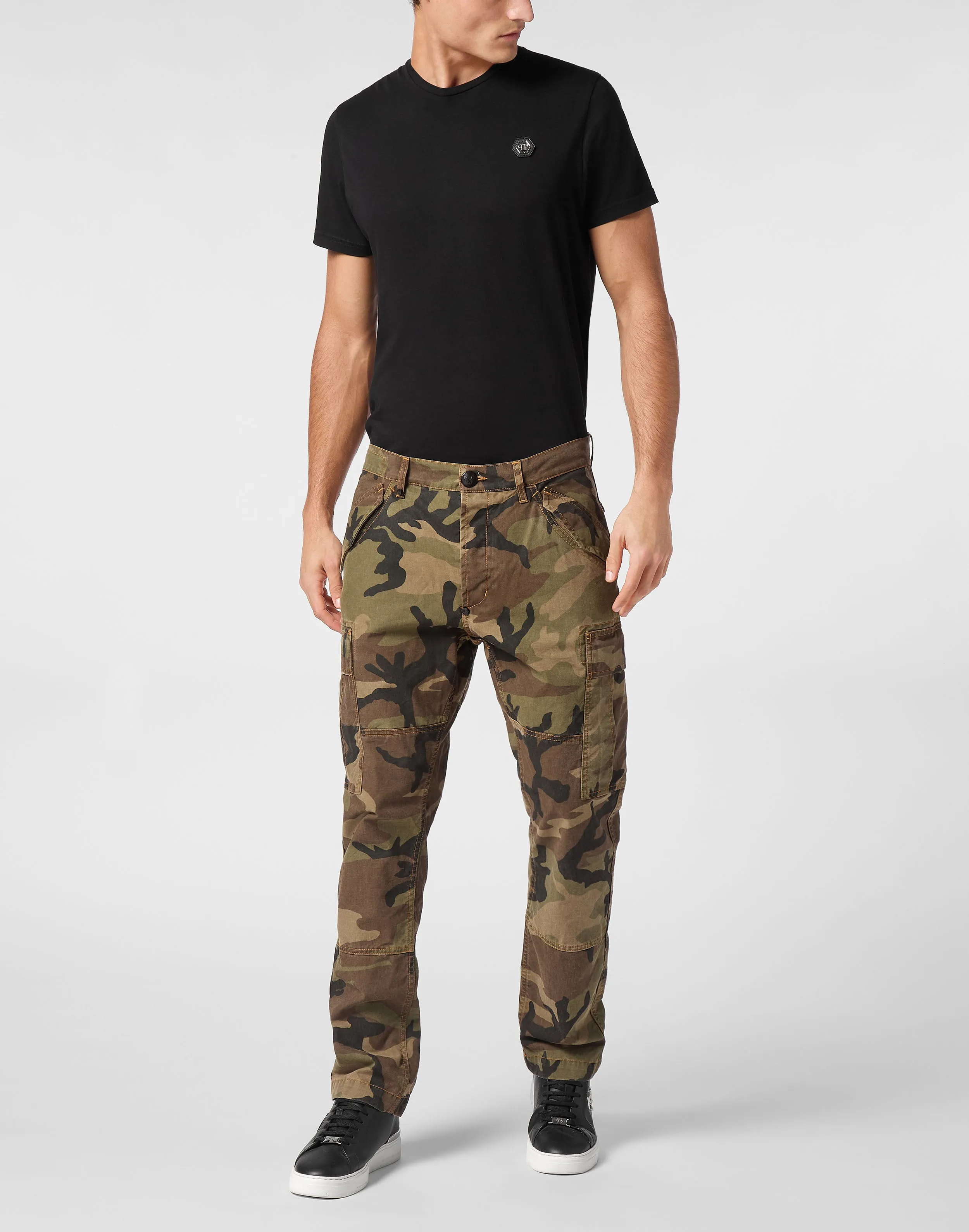 Pantalon Cargo en Denim Camouflage