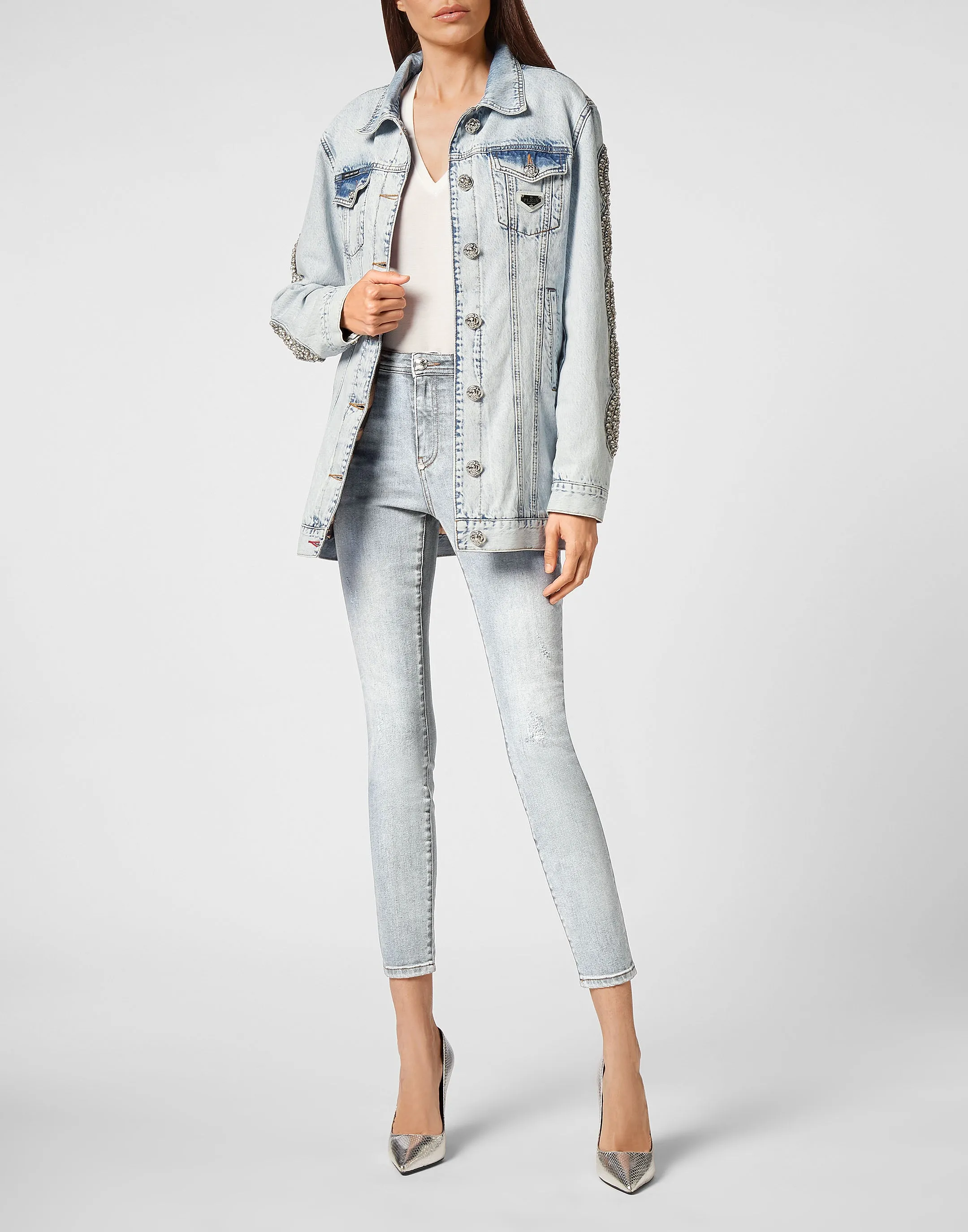 Veste en Jean avec Câble Cristal
