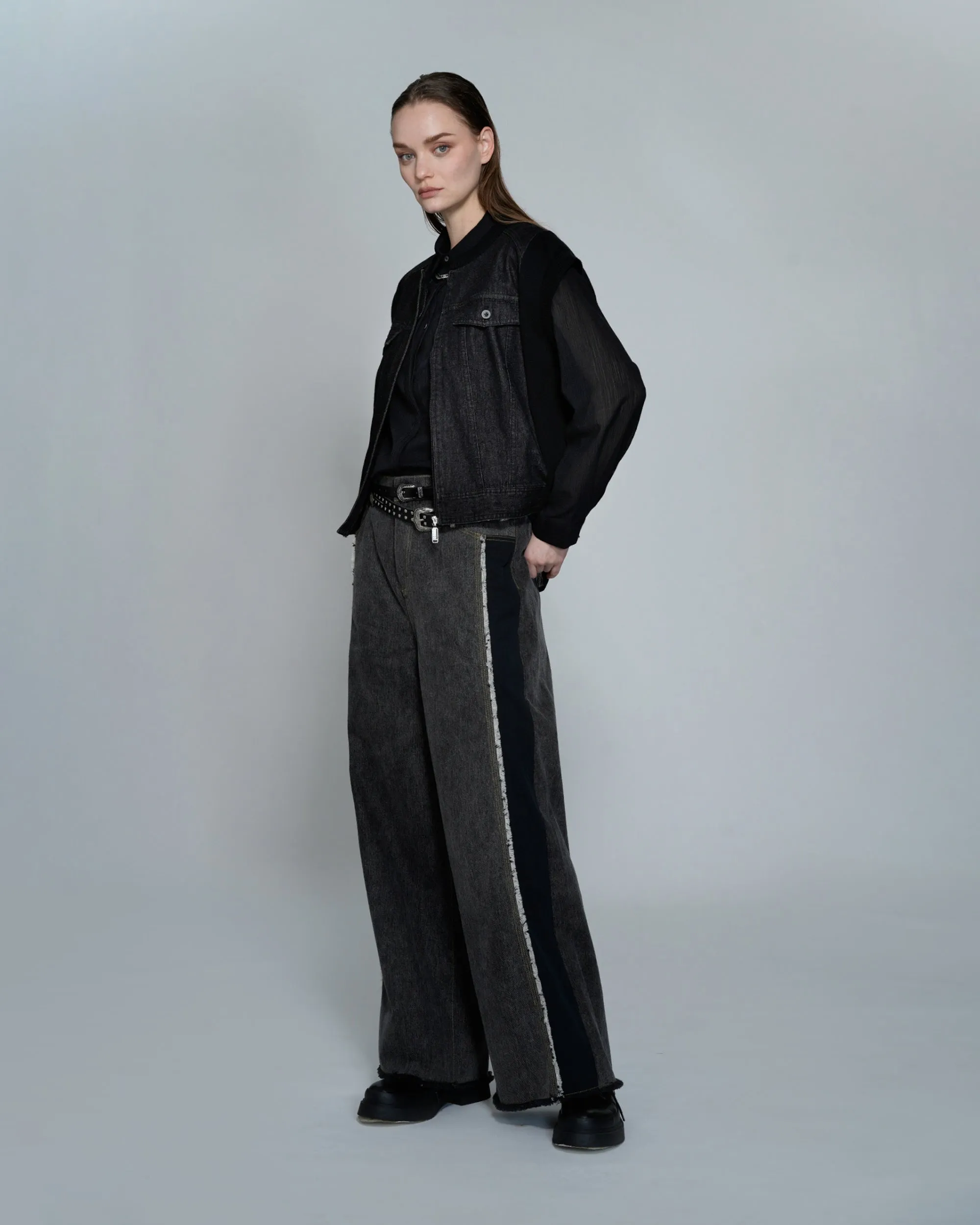 Pantalon large à pièce en denim Vêtement_Atsuro-Tayama
