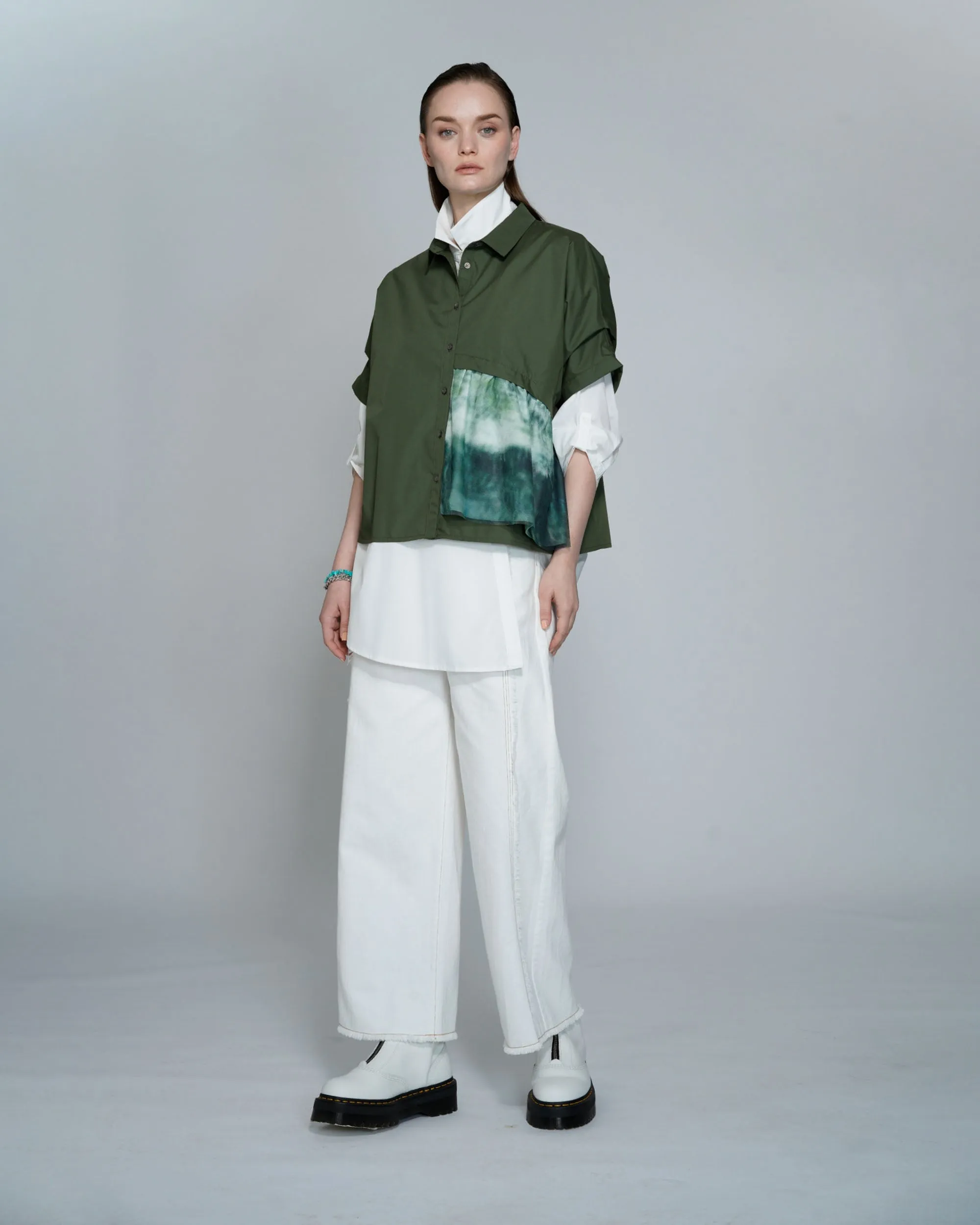 Pantalon large à pièce en denim Vêtement_Atsuro-Tayama
