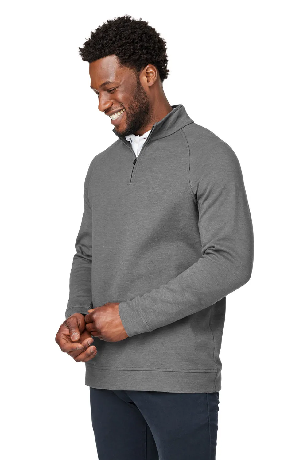Devon & Jones Hommes Nouveaux Classiques Charleston Pull à Zip 1/4 - Gris Graphite Mélangé