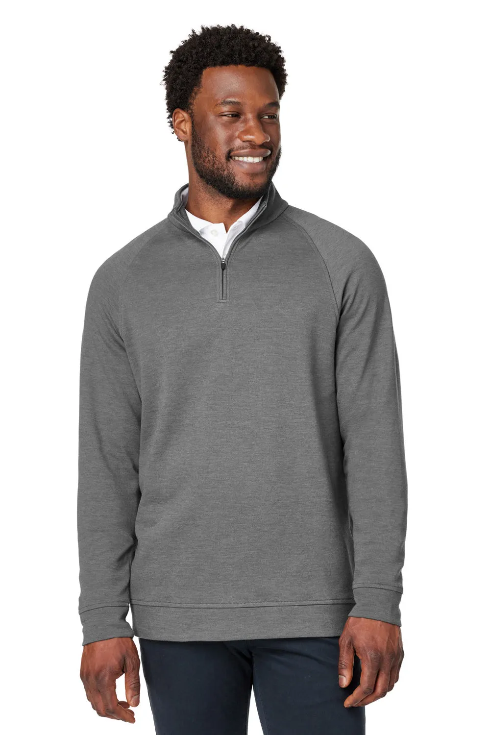 Devon & Jones Hommes Nouveaux Classiques Charleston Pull à Zip 1/4 - Gris Graphite Mélangé