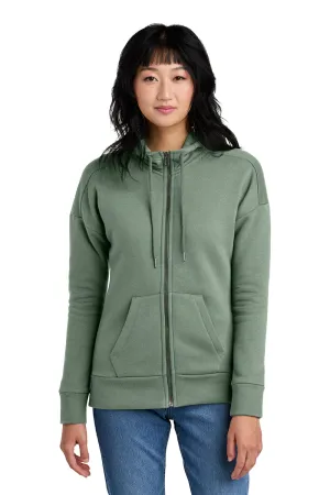 Pull à capuche en polaire pour femmes District - Poids parfait - Fermeture éclair complète avec poches - Vert laurier
